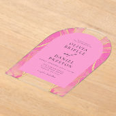 Invitations En Acrylique Moderne Rose Or Agate Mariage Élégant (Poser)