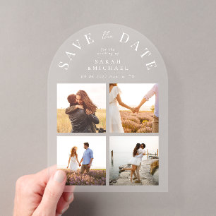 Invitations En Acrylique Moderne Simple 4 Photo Arche Save the Date