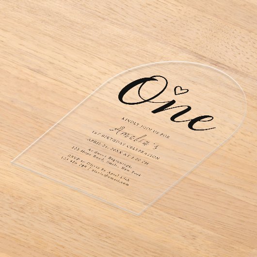 Invitations En Acrylique Moderne simple Boho Heart Premier anniversaire (Poser)