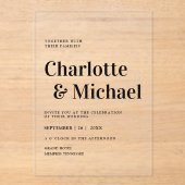 Invitations En Acrylique Moderne, simple, élégant (Recto)