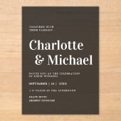 Invitations En Acrylique Moderne, simple, élégant, gris foncé (Recto)