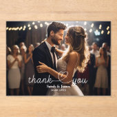 Invitations En Acrylique Moderne simple Merci photo Mariage (Recto)