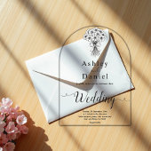 Invitations En Acrylique Moderne simple noir & blanc Mariage de bouquet nup