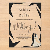 Invitations En Acrylique Moderne Simple Noir Et Blanc Couple Chic Mariage (Recto)