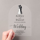 Invitations En Acrylique Moderne Simple Noir Et Blanc Mariage Romantique (In situ (ordinateur de poche))