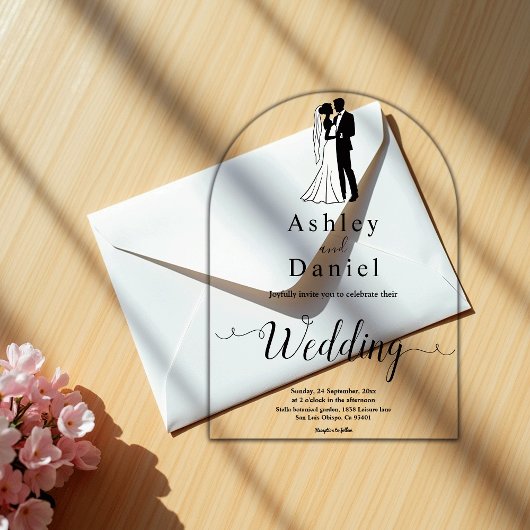 Invitations En Acrylique Moderne Simple Noir Et Blanc Mariage Romantique