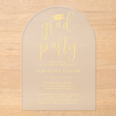 Invitations En Acrylique Moderne tendance Gold Script Grad Party Translucid (Recto)