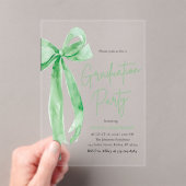 Invitations En Acrylique Moderne tendance Lime Green Bow Graduation Party (In situ (ordinateur de poche))