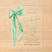Invitations En Acrylique Moderne tendance Lime Green Bow Graduation Party (Recto)