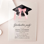 Invitations En Acrylique Moderne tendance Pink Bow Graduation Cap Graduatio