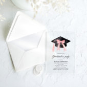 Invitations En Acrylique Moderne tendance Pink Bow Graduation Cap Graduatio