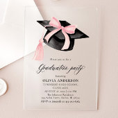 Invitations En Acrylique Moderne tendance Pink Bow Graduation Cap Graduatio