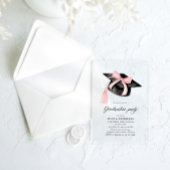 Invitations En Acrylique Moderne tendance Pink Bow Graduation Cap Graduatio