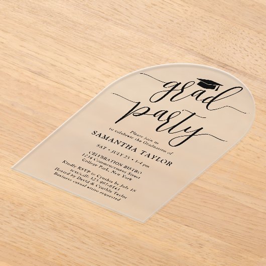 Invitations En Acrylique Moderne tendance Script Graduation Party Transluci (Poser)