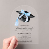 Invitations En Acrylique Moderne tendance Stylish Bleu Bow Graduation Arche (In situ (ordinateur de poche))