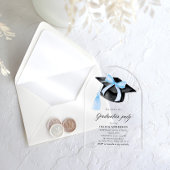 Invitations En Acrylique Moderne tendance Stylish Bleu Bow Graduation Arche