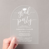Invitations En Acrylique Moderne tendance White Script Grad Party Transluci (In situ (ordinateur de poche))