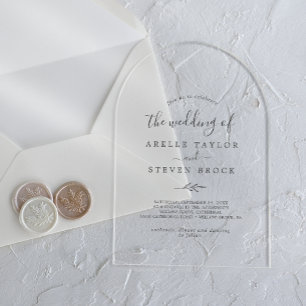 Invitations En Acrylique Moins de feuilles Fancy Moderne Simple Mariage bot