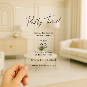 Invitations En Acrylique Moment de fête Moderne Minimaliste Simple Clair