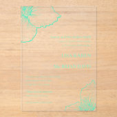 Invitations En Acrylique Monochromatic Seafoam Clematis Art Mariage officie (Recto)