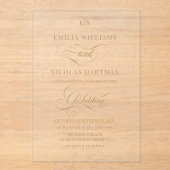 Invitations En Acrylique Monogram Gold Elegant Mariage de calligraphie (Recto)