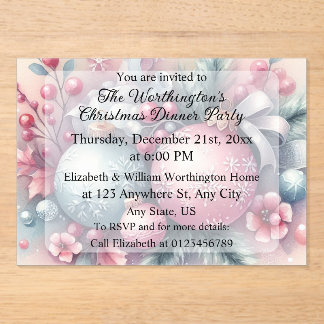 Invitations En Acrylique Monogram name Christmas tree ornaments watercolor