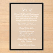 Invitations En Acrylique Monogramme blanc Formel Black Frame Mariage (Recto)