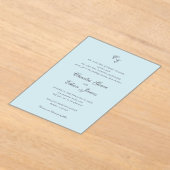 Invitations En Acrylique Monogramme bleu Poudre classique Mariage élégant (Poser)