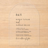 Invitations En Acrylique Monogramme Chic Moderne Arc Simple Mariage Rustiqu (Recto)