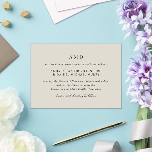 Invitations En Acrylique Monogramme classique Beige Formal Elégant Mariage (Insitu (Mariage))