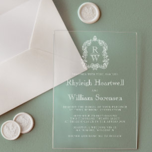 Invitations En Acrylique Monogramme classique Crest Mariage transparent
