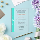 Invitations En Acrylique Monogramme de corail turquoise Mariée et pièce cla (Insitu (Mariage))