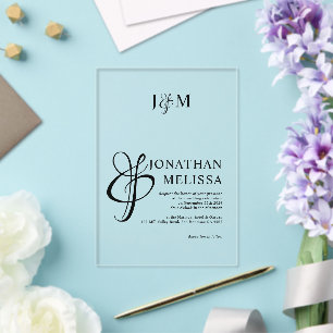 Invitations En Acrylique Monogramme de mariage à l'ampersand de style class