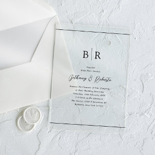 Invitations En Acrylique Monogramme de mariage à typographie minimaliste