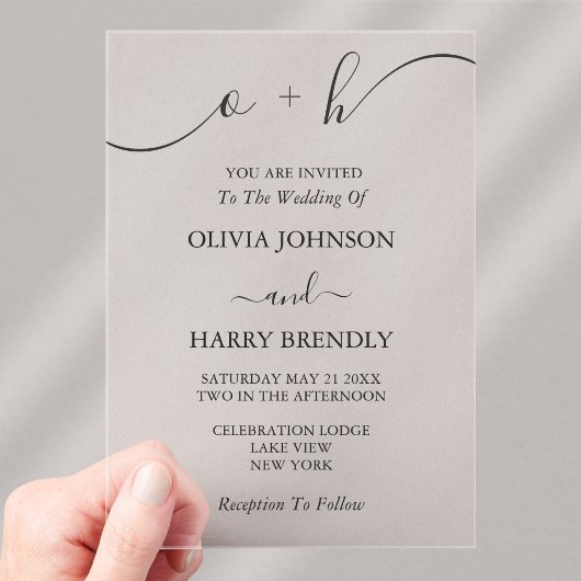 Invitations En Acrylique Monogramme Elegant Mariage moderne