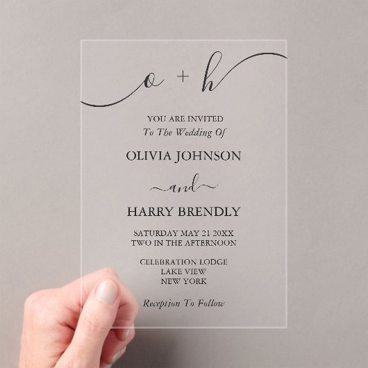 Invitations En Acrylique Monogramme Elegant Mariage moderne (In situ (ordinateur de poche))