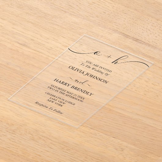 Invitations En Acrylique Monogramme Elegant Mariage moderne (Poser)