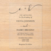 Invitations En Acrylique Monogramme Elegant Mariage moderne (Recto)