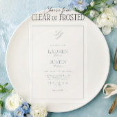 Invitations En Acrylique Monogramme Mariage classique Dusty Blue Calligraph