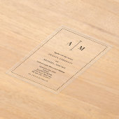 Invitations En Acrylique Monogramme Mariage simple à bordure noire (Poser)