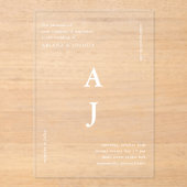 Invitations En Acrylique Monogramme minimal Mariage moderne (Recto)