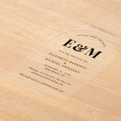 Invitations En Acrylique Monogramme Moderne Arche Initiales Enregistrer La  (Poser)