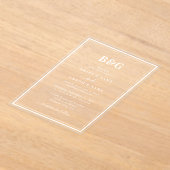 Invitations En Acrylique Monogramme moderne minimaliste Mariage clair (Poser)