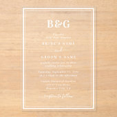 Invitations En Acrylique Monogramme moderne minimaliste Mariage clair (Recto)