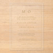 Invitations En Acrylique Monogramme Or Écriture Élégante (Recto)