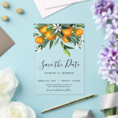 Invitations En Acrylique Monogramme Oranges Enregistrer la date (Insitu (Mariage))