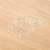 Invitations En Acrylique Monogrammed Pink Bows and Wildflowers Wedding (Poser)