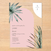 Invitations En Acrylique Monogrammes Arches Mariage rose clair (Recto)
