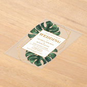 Invitations En Acrylique Monstera Tropical Palm Feuille Mariage (Poser)