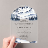 Invitations En Acrylique Montagne d'aquarelle bleu rustique (In situ (ordinateur de poche))